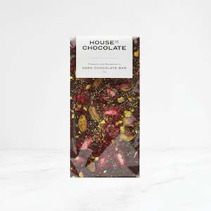 Dark Chocolate Bars: Freeze Dried Boysenberry & Pistachio Dark Chocolate Bar
