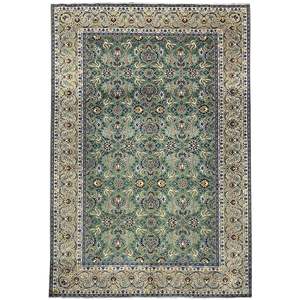 Fine Handmade Persian Kashan Rug – All-Over Floral Design – Green 233cm x 325cm