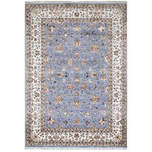 Fine Hand-knotted Wool & Silk Blue Allover Design Rug 199cm x 260cm