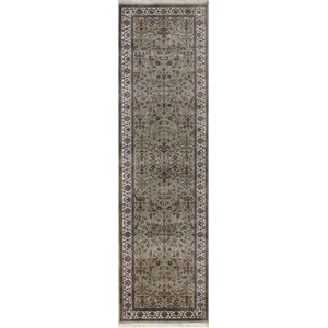 Fine Hand-knotted Wool Green Wool Hallway Runner 81cm x 314cm