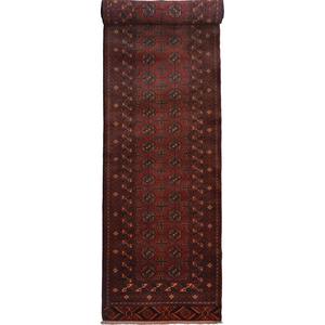 Fine Hand-knotted Vintage Wool Turkmen Red Hallway Runner 79cm x 375cm