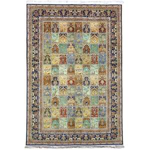 Handmade Traditional Garden of Persian Design Silk Rug 184cm x 284cm