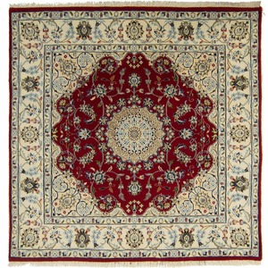 Wool Silk Rugs: Fine Hand-knotted Wool and Silk Square Rug 125cm x 128cm