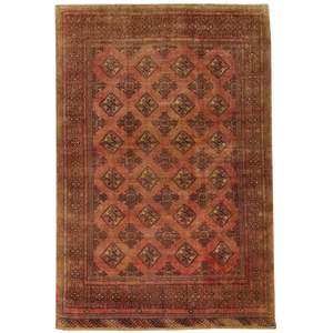 Hand-knotted Wool Turkmen Vintage Rug 191cm x 279cm