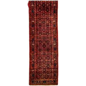 Hand-knotted Wool Vintage Hosseinabad Persian Runner 92cm x 505cm