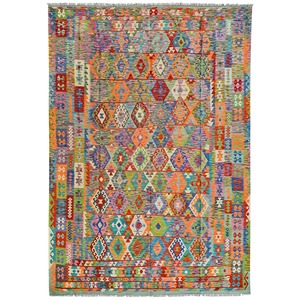Extra Large Modern Hand-knotted Chobi Wool Kilim Rug 311cm x 394cm