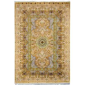 Tabriz: Fine Handmade Wool Green Rug 250cm x 300cm
