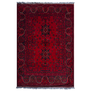 Khal Mohammadi: Hand-knotted 100% Wool Small Red Rug 101cm x 149cm