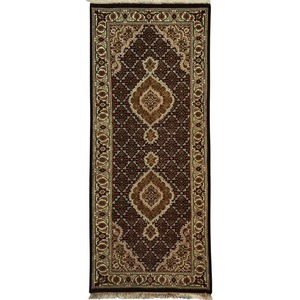 Persian: Hand-knotted Wool ' Mahi' Design Hallway Runner 81cm x 209cm