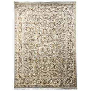 Wool Rugs: Fine Hand-Knotted Wool Rug with All-Over Cream Design 245 cm x 312 cm