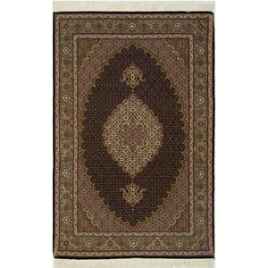 Persian Fine Hand-knotted Wool and Silk Tabriz-Mahi Rug 100 cm x 154 cm