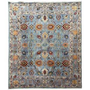 Wool Rugs: Fine Hand-knotted Wool Blue Rug  250cm x 295cm