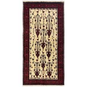 Fine Hand knotted Baluchi  Persian Rug 110cm x 221cm