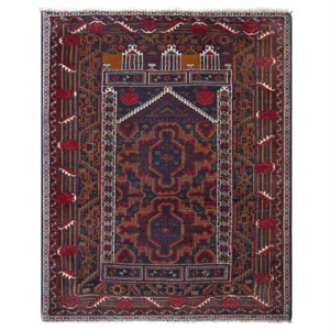 Hand-Knotted Wool Baluchi Vintage Rug 90cm x 140cm