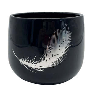 Pots: Black Feather Pot 14cm