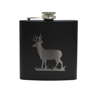 Promotions: 6oz Matt Black Stag Hip Flask
