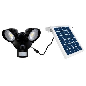 Products: LED Spotlight 2 x 8W Solar with Sensor (Black) Security Lighting
