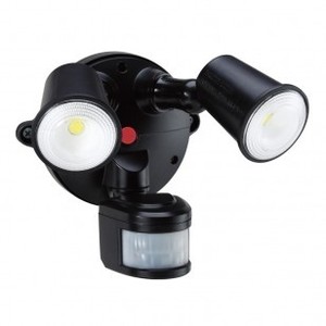 Products: LED Spotlight 2 x 10W Tricolour with Motion Sensor (Black) Security Lighting