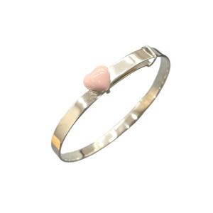 Wrist: Sterling Silver Baby Expander Pink Heart Bangle