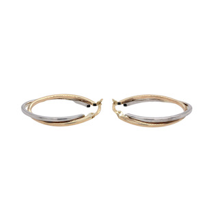 Earrings: 9ct White and Yellow Gold Oval Hoops