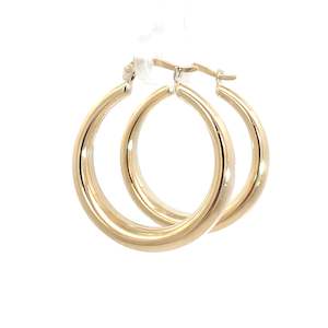 Earrings: 9ct Yellow Gold Grad Bulbus Hoops