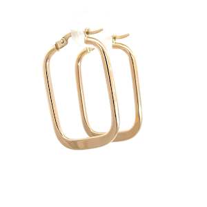 9ct Yellow Gold Oblong Flat Tube Hoops
