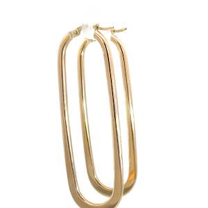 9ct Yellow Gold Long Oblong Hoops