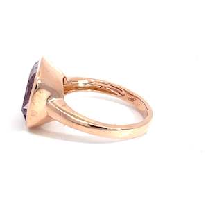 9ct Rose Gold Cushion Pink Amethyst Ring