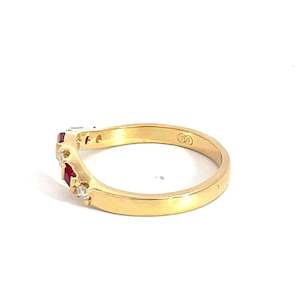 Rings: 18ct Yellow Gold Square Cut Ruby and Diamond Ring