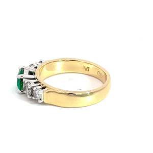 18ct Yellow and White Gold Emerald and Diamond Ring