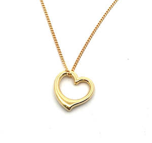Necklace: 9ct Yellow Gold Cut Out Heart Pendant