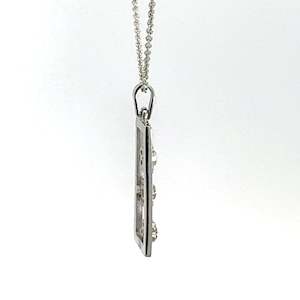 9ct White Gold Sapphire and Diamond Pendant and Chain