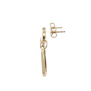 9ct Yellow Gold Paperclip Drop Stud Earrings