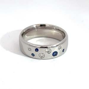 9ct White Gold Sapphire and Diamond Cluster Ring