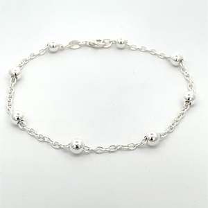 Sterling Silver Ball and Cable Chain Bracelet