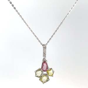 9ct White Gold 4 Rose Cut Sapphire Necklace