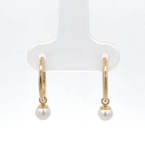9ct Yellow Gold Sleepers with Pearl Drops