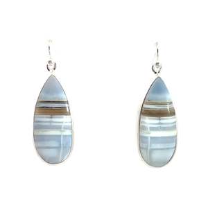 Earrings: Sterling Silver Light Blue Chalcedony Drop Earrings
