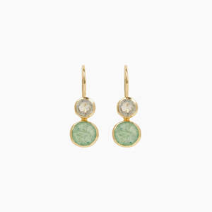 Earrings: 18ct Gold Plated Brass Green Aventurine Earrings