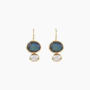 18ct GP SS/Brass Labradorite Pearl Earrings