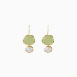 Sterling Silver Prehnite Pearl Earrings