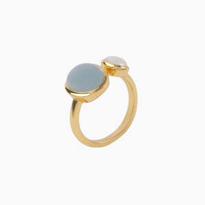 Rings: 18ct GP Brass Aqua Pearl Ring