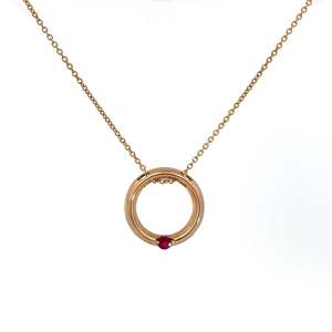 9ct Yellow Gold Ruby Circle Pendant