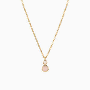 18ct GP Brass Rose Quartz Moonstone Pendant