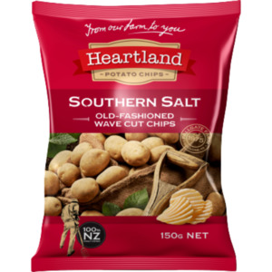 Snacks Chips: Heartland Southern Salt Old Fashioned Wave Cut Potato Chips 150g
