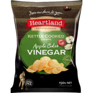 Snacks Chips: Heartland Premium Kettle Apple Cider Vinegar Potato Chips 150g