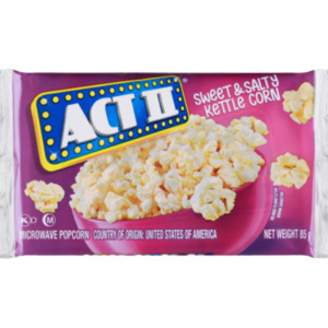 Snacks Chips: Act II Sweet & Salty Kettle Corn Microwave Popcorn 85g