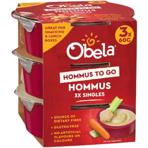 Obela To Go Hummus Smooth Classic Gluten Free - 3 Pack