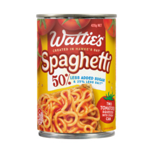 Watties Spaghetti 50% Less Added Sugar 420g