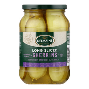 Canned Goods 1: Delmaine Long Sliced Gherkins 480g